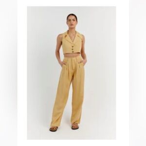 DISSH Cropped Sleeveless Blazer Vest – AU10 / US6 – Buttery Yellow Linen Blend